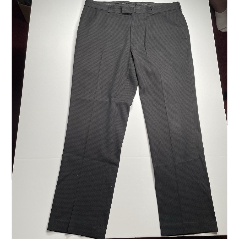 Perry Ellis Portfolio Pants 38x32 Charcoal Gray Subtle Stripes‎ Flat Front
